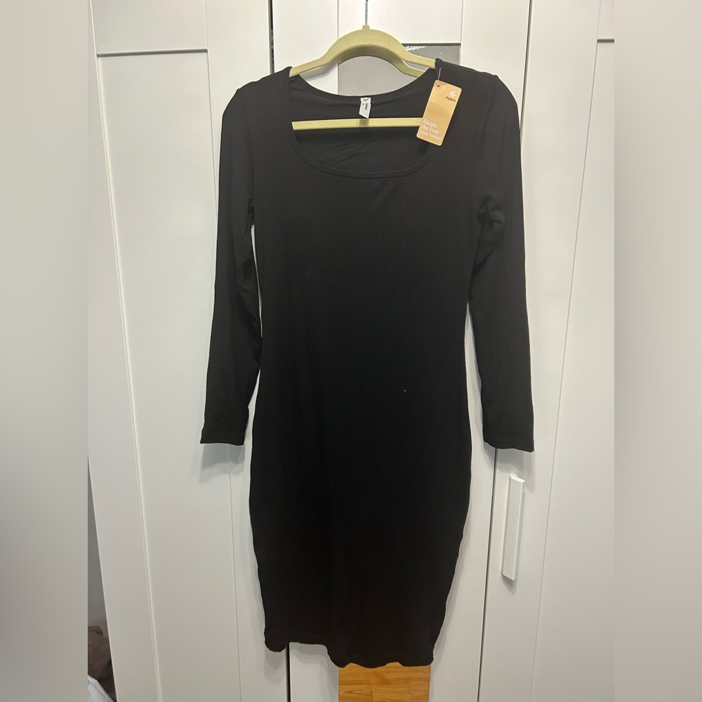 Popilush shape by wear dress body con midi long sleeve black